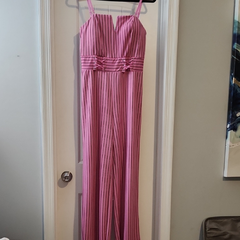Material Girl Pink and Black Jumpsuit